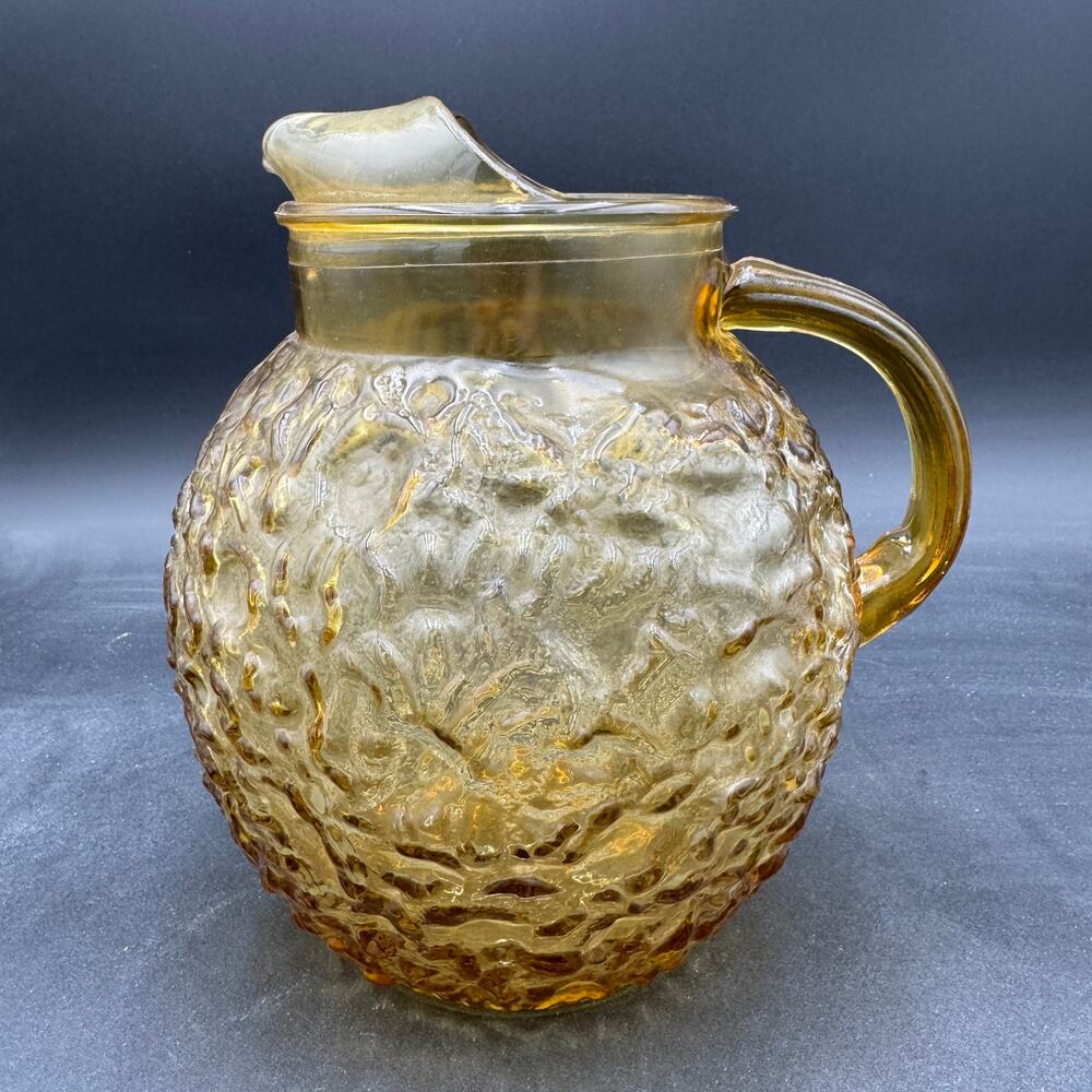 Anchor Hocking Milano Gold Pitcher 96 oz 1960's MCM